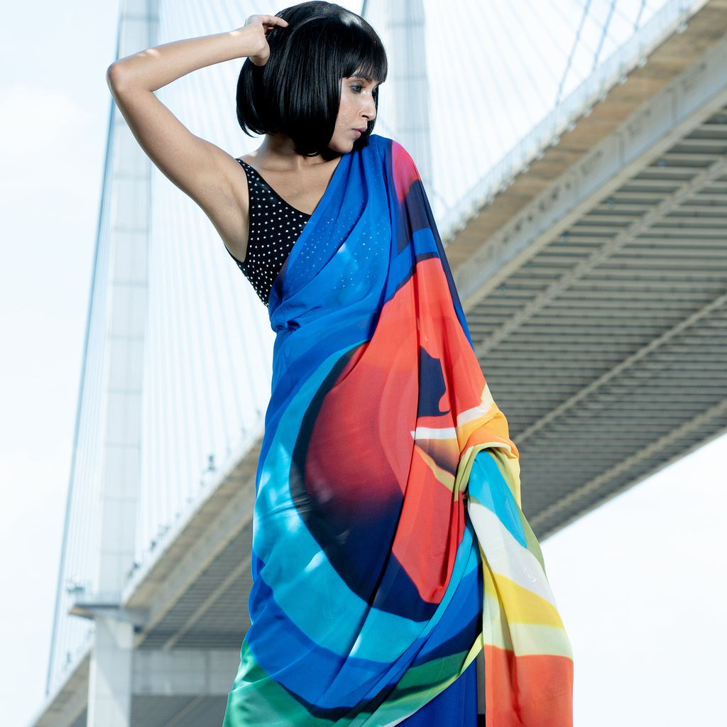 Women's Radiance Digital Printed Satin Georgette Saree