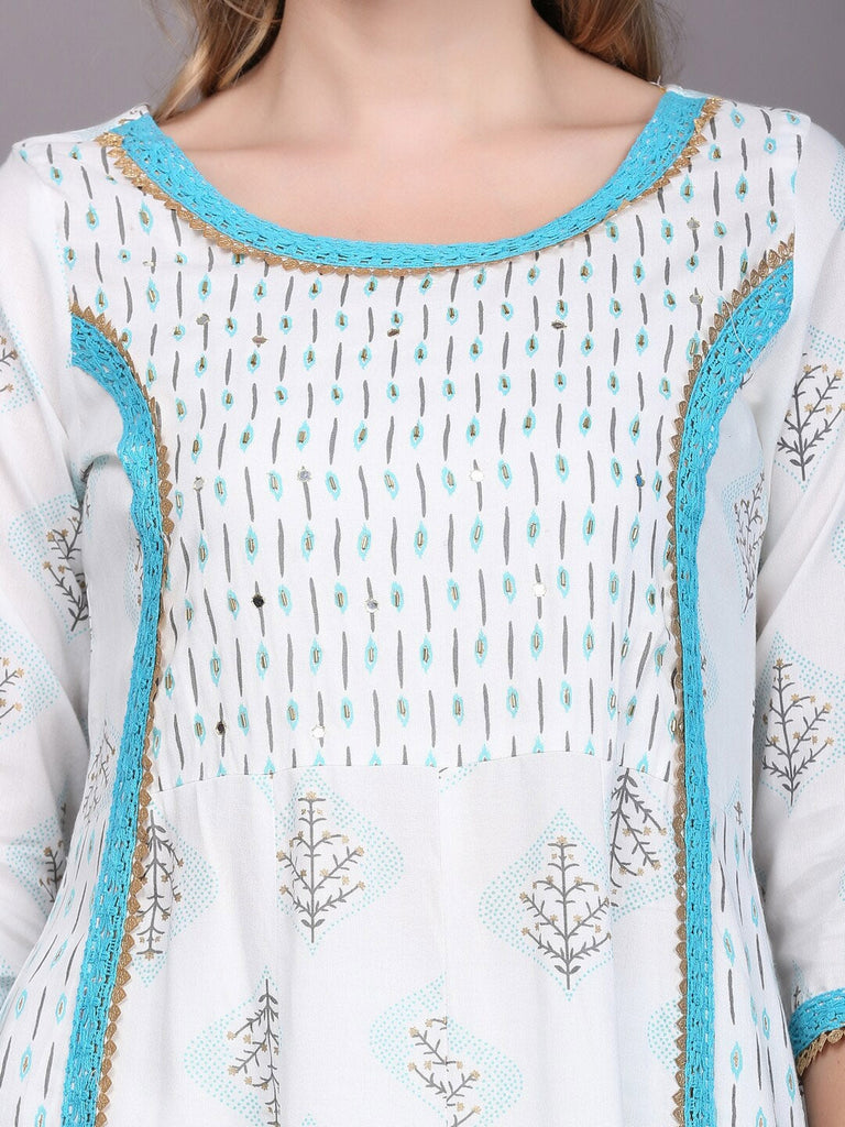 Women's Floral Printed Kurta With Trousers & With Dupatta