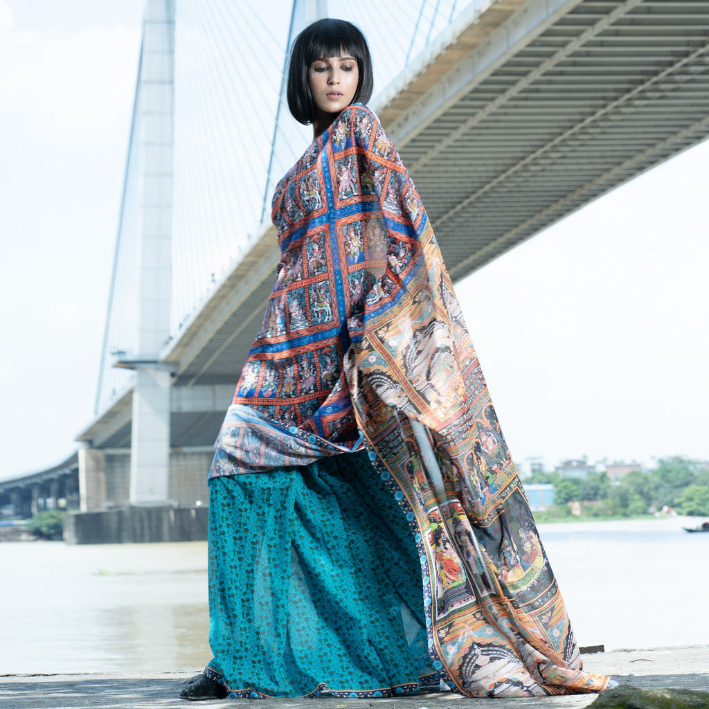 Women's Maya Digital Printed Satin Georgette Saree