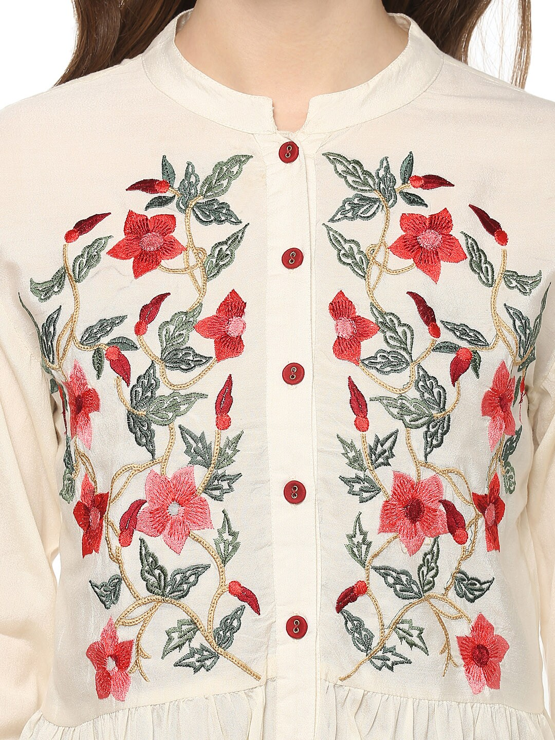 Women's  Off-White Embroidered Top - Wahe-NOOR