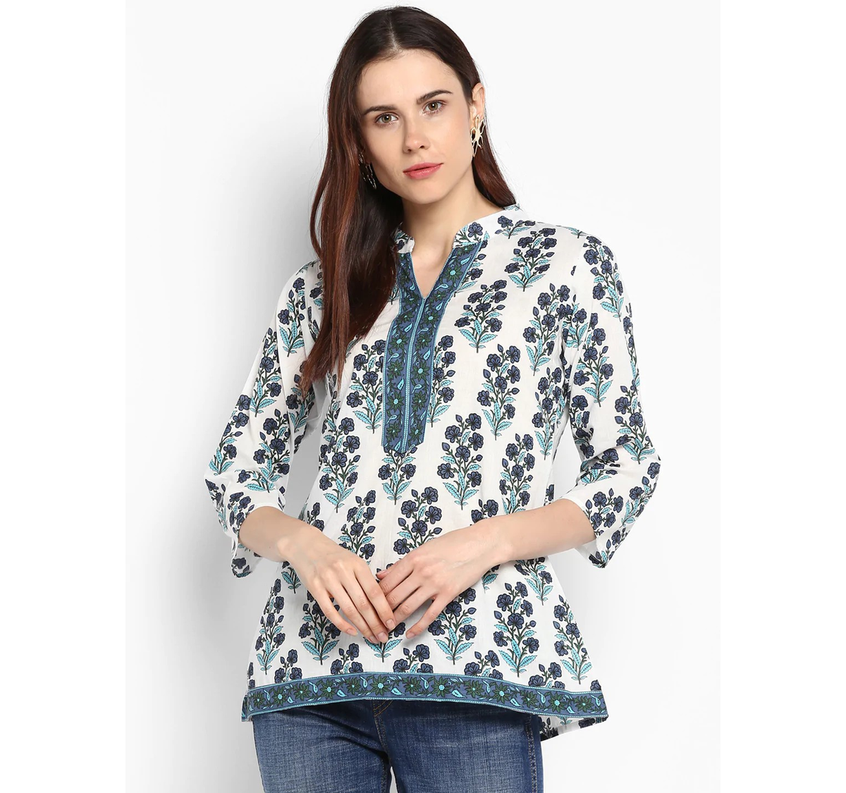 Women's  Off-White Printed A-Line Top1 - Wahe-NOOR