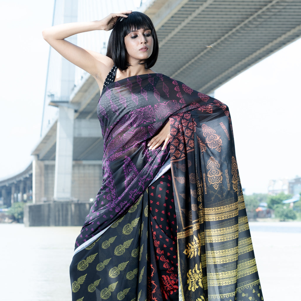Women's Utsav Digital Printed Satin Georgette Saree