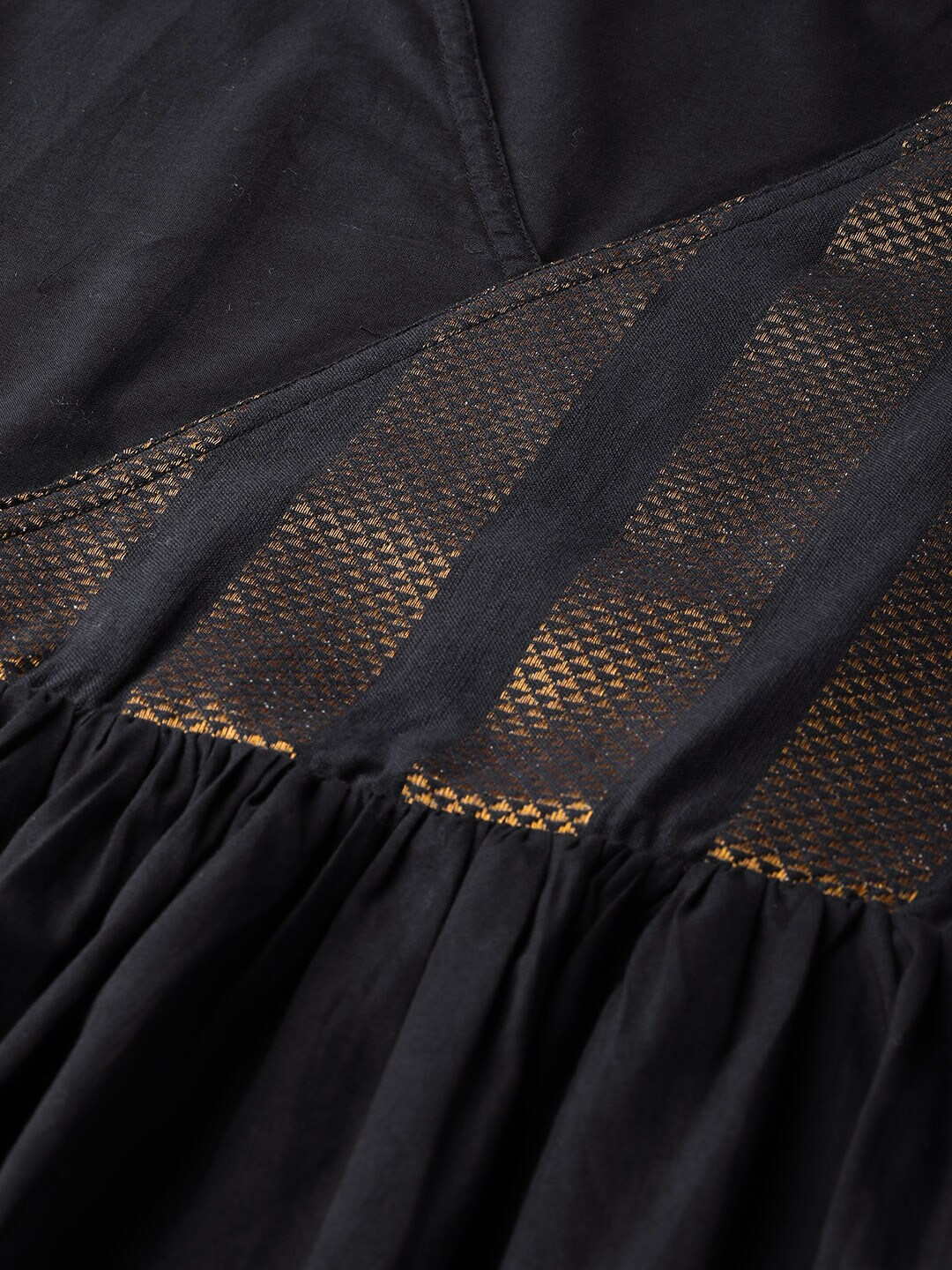 Women's  Black & Golden Self Design Wrap Top - Wahe-NOOR
