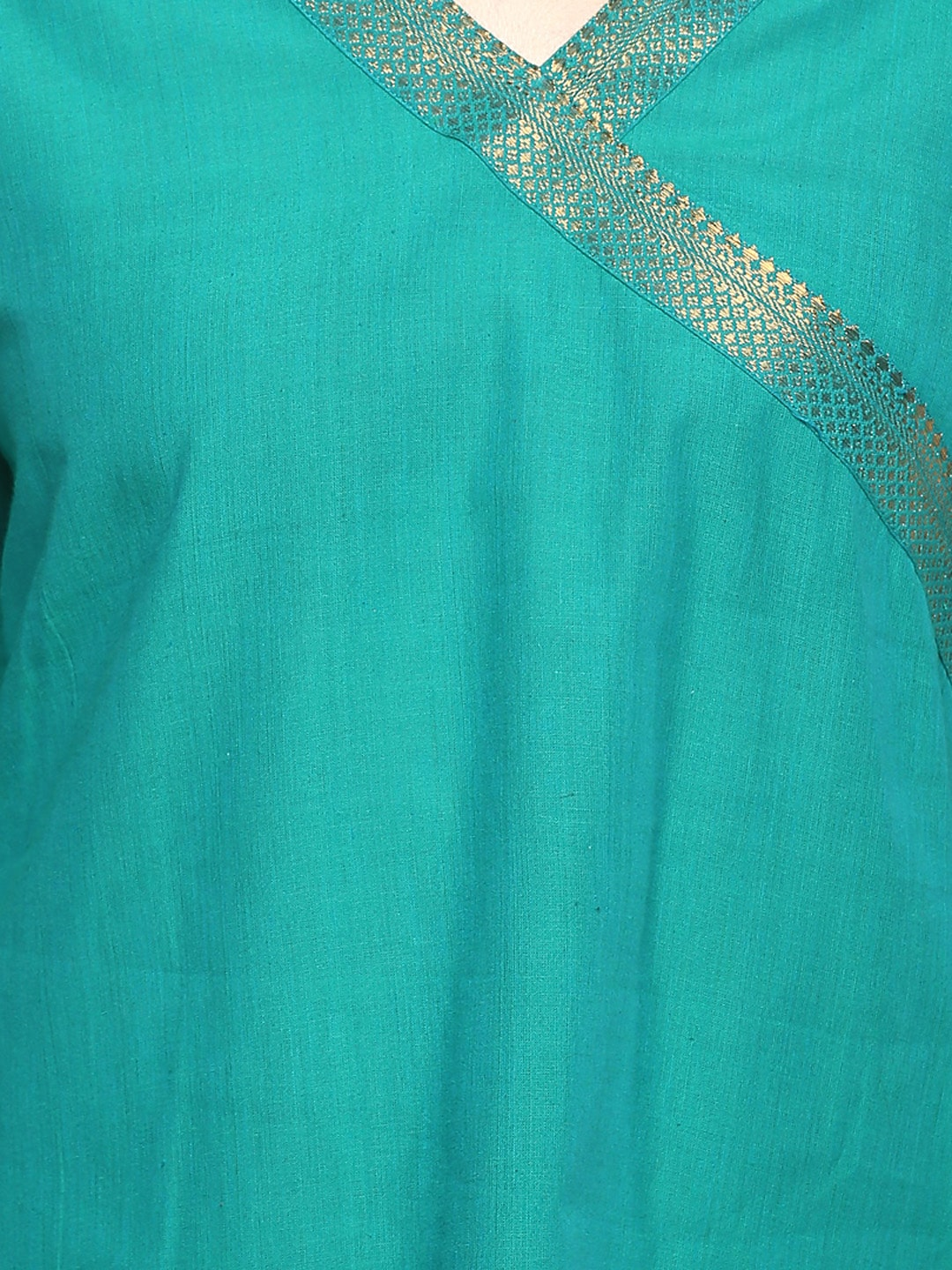 Women's  Sea Green Handloom Mangalgiri Solid  Tunic - Wahe-NOOR