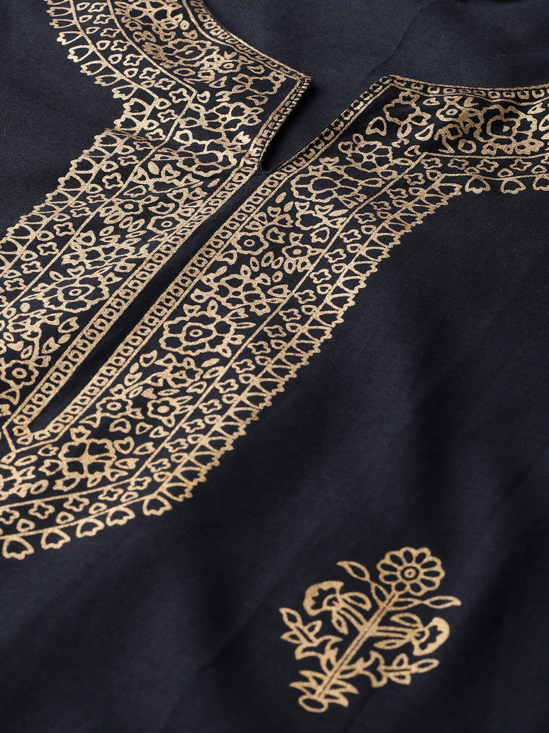 Women's  Black & Golden Foil Print Tunic - Wahe-NOOR