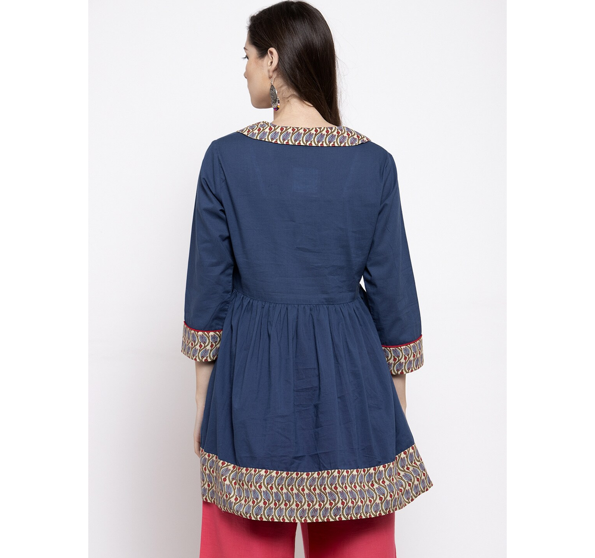 Women's  Navy Blue Solid Flared Tunic - Wahe-NOOR