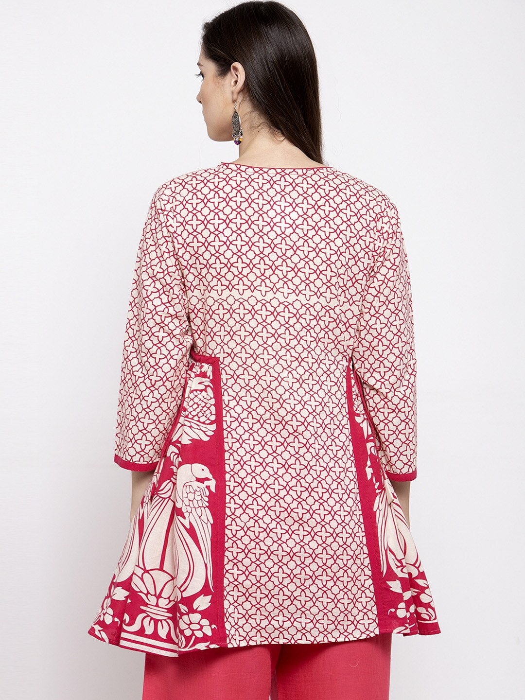 Women's  Women's Off-White & Pink Printed Tunic - Wahe-NOOR