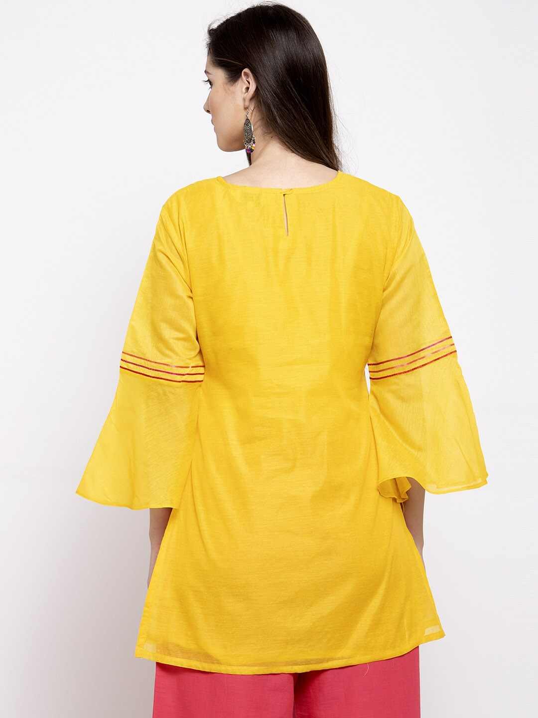 Women's  Yellow Embroidered Detail Tunic - Wahe-NOOR