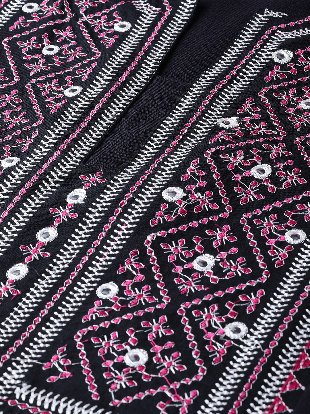 Women's  Black & Pink Embroidered Tunic - Wahe-NOOR