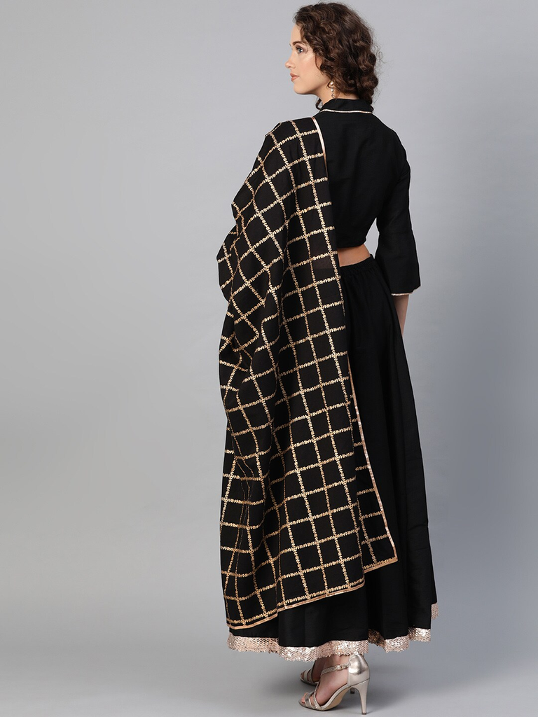 Women's  Black Solid Lehanga Choli With Dupatta