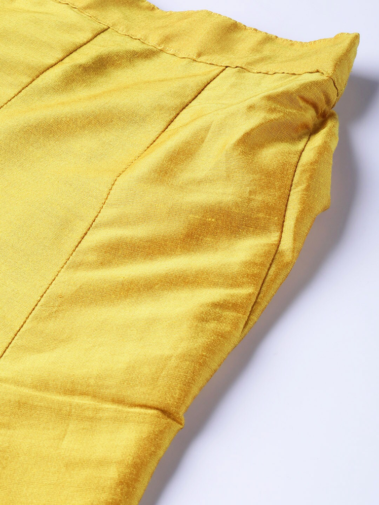 Women's  Mustard Yellow & Pink Solid Lehanga Choli With Dupatta