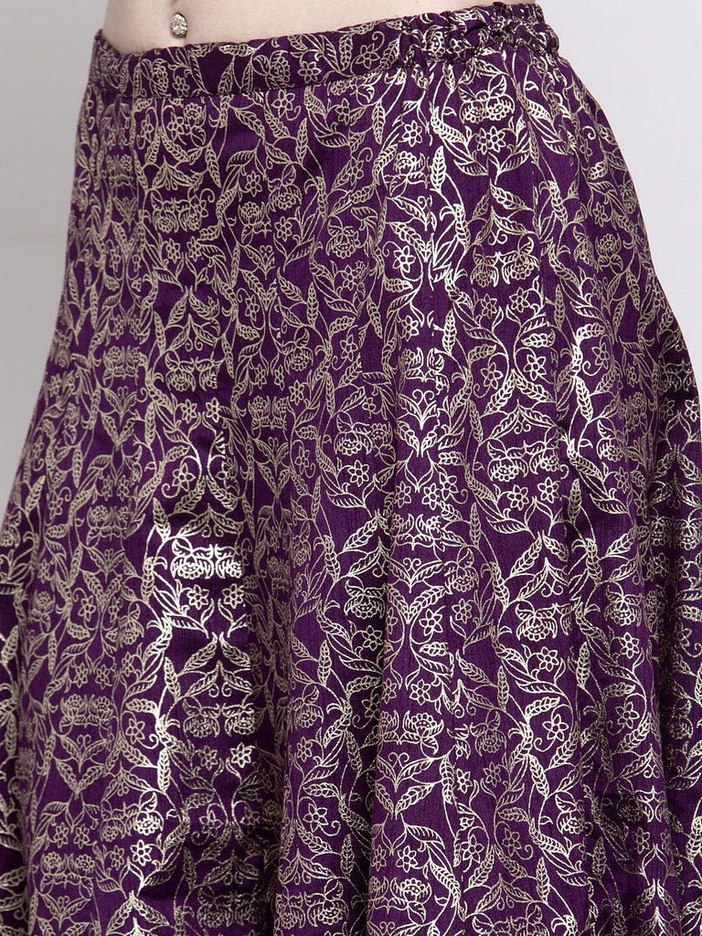Women's  Purple Ready To Wear Lehenga & Blouse With Dupatta