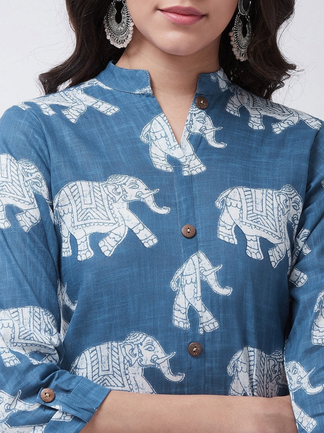 Women's Kalamakari Elephant Print Kurta - InWeave