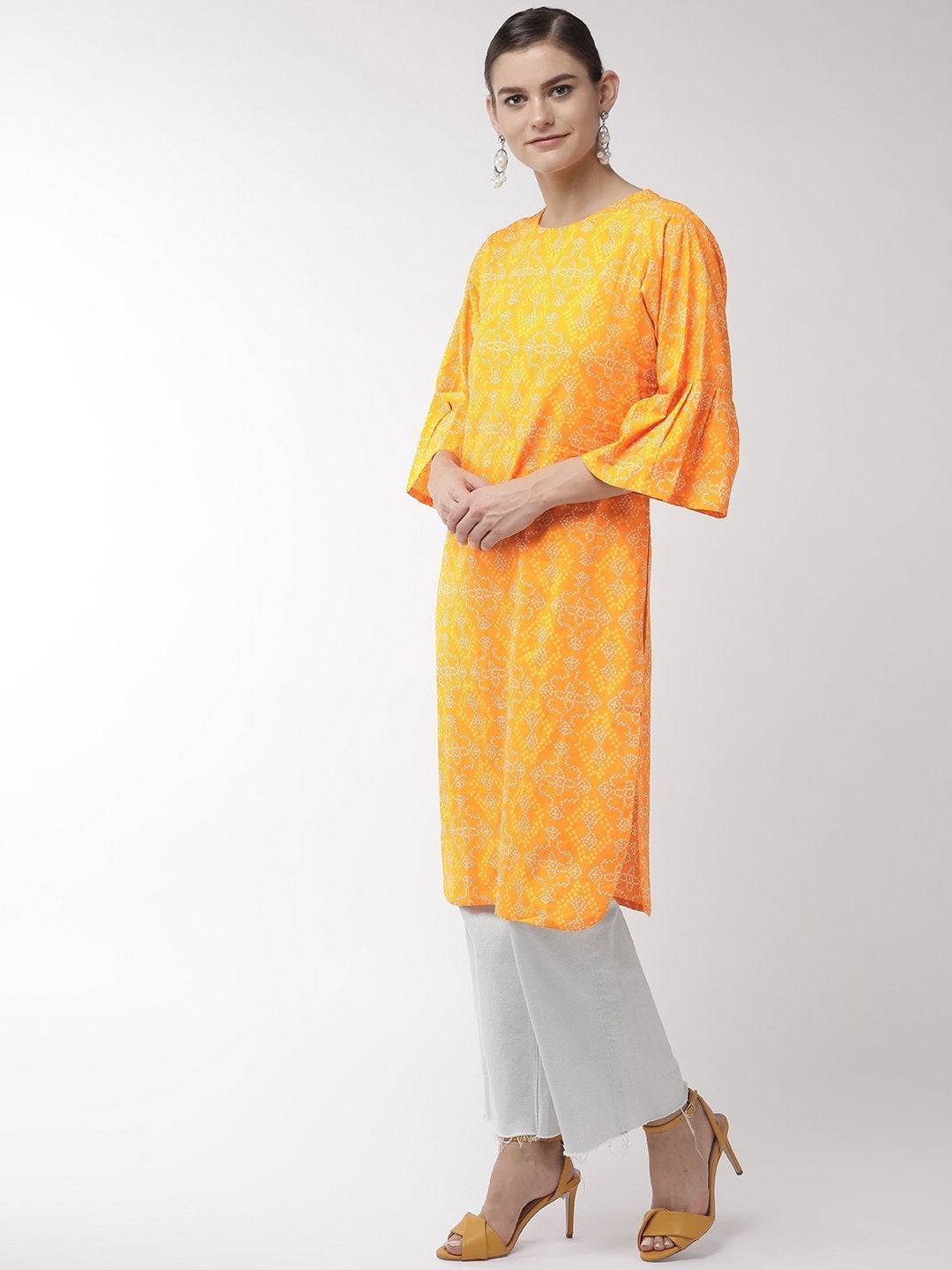 Women's Yellow Bandhini Print Tunic - InWeave