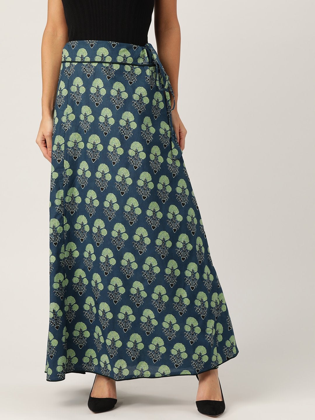 Women's Blue Floral Printed Skirt - InWeave
