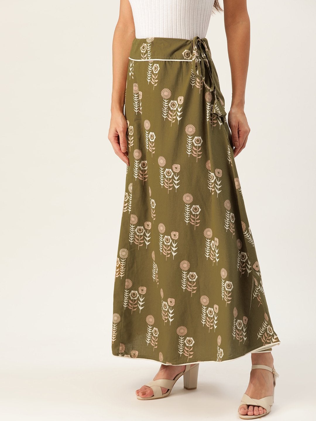 Women's Olive Green Skirt - InWeave