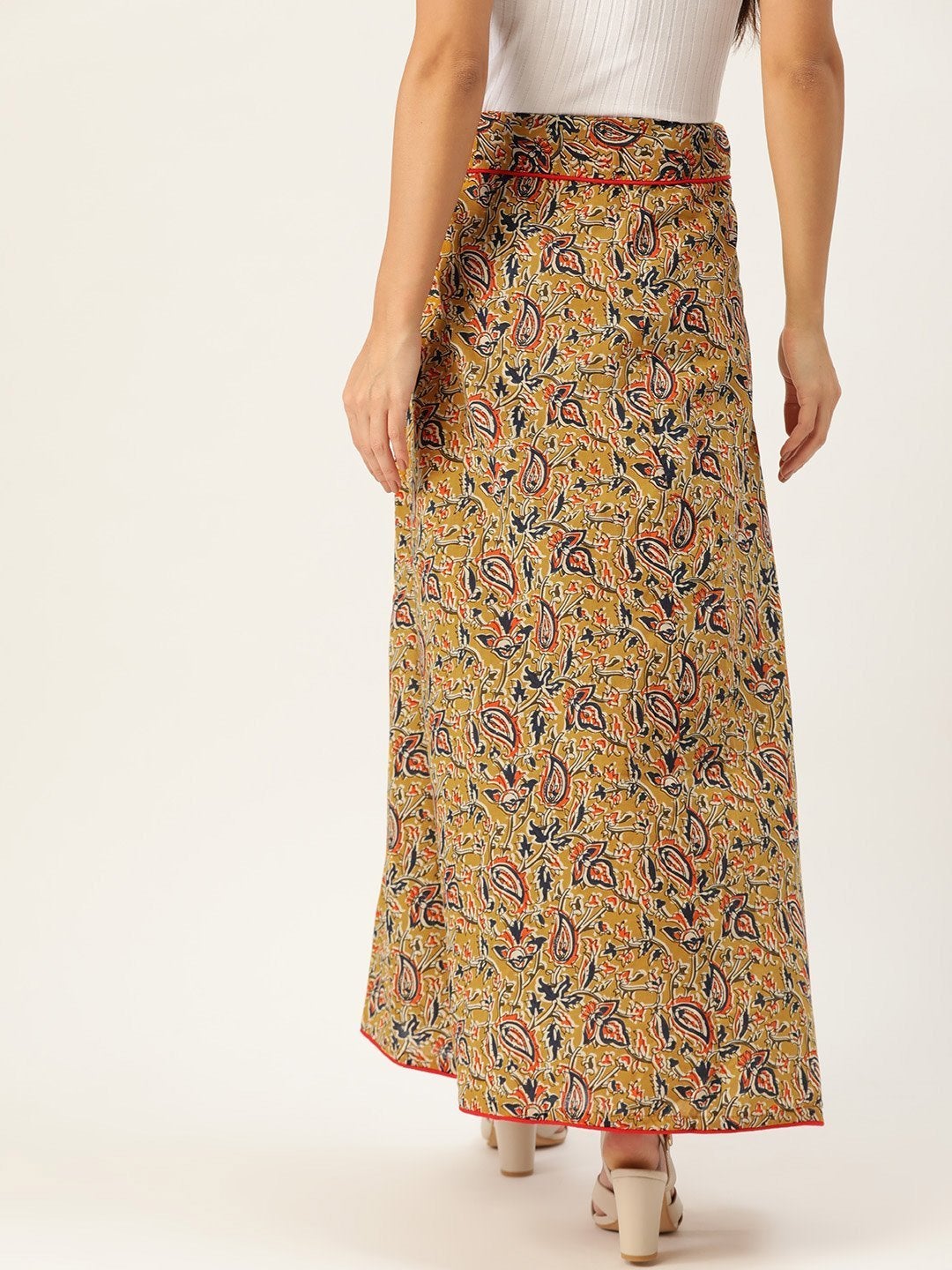 Women's Mustard Kalamkari Skirt - InWeave
