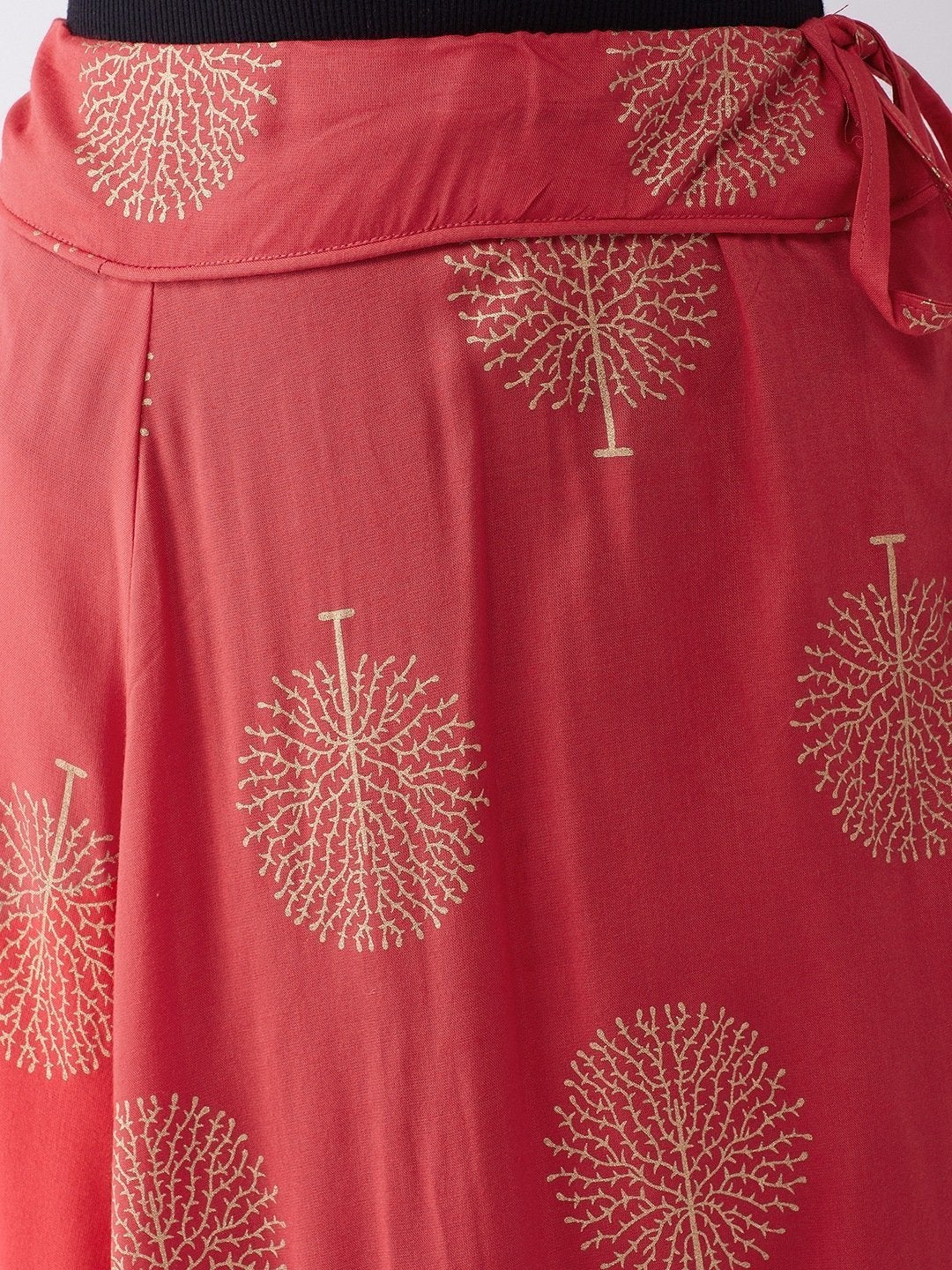 Women's Red Gold Print Skirt - InWeave