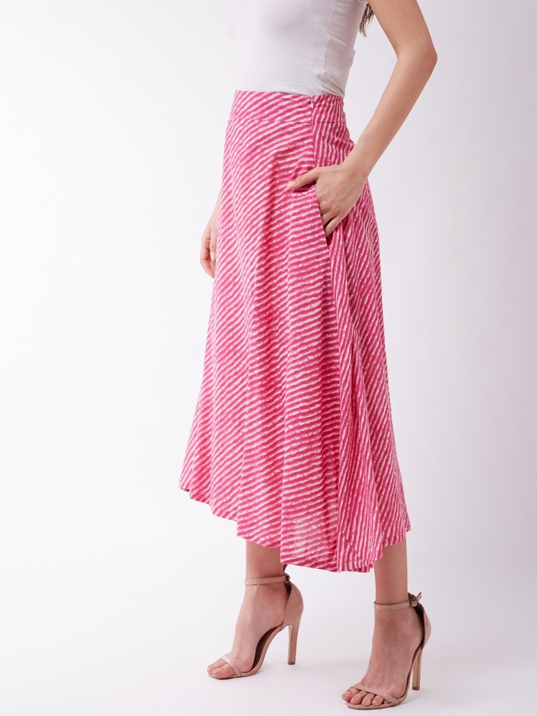 Women's Pink Lahriya Skirt - InWeave