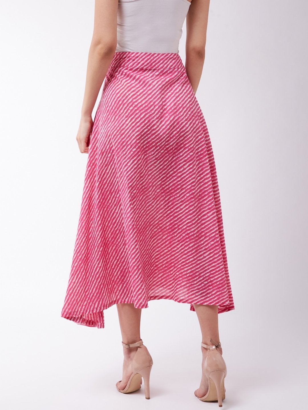 Women's Pink Lahriya Skirt - InWeave