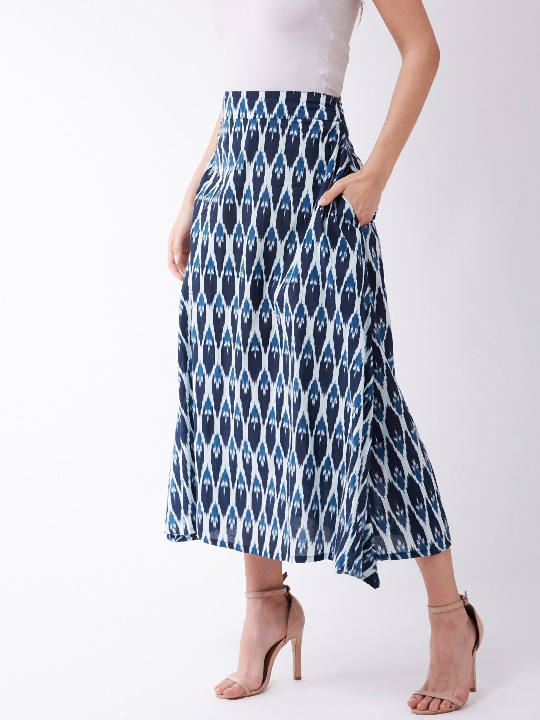 Women's Blue Ikkat Skirt - InWeave