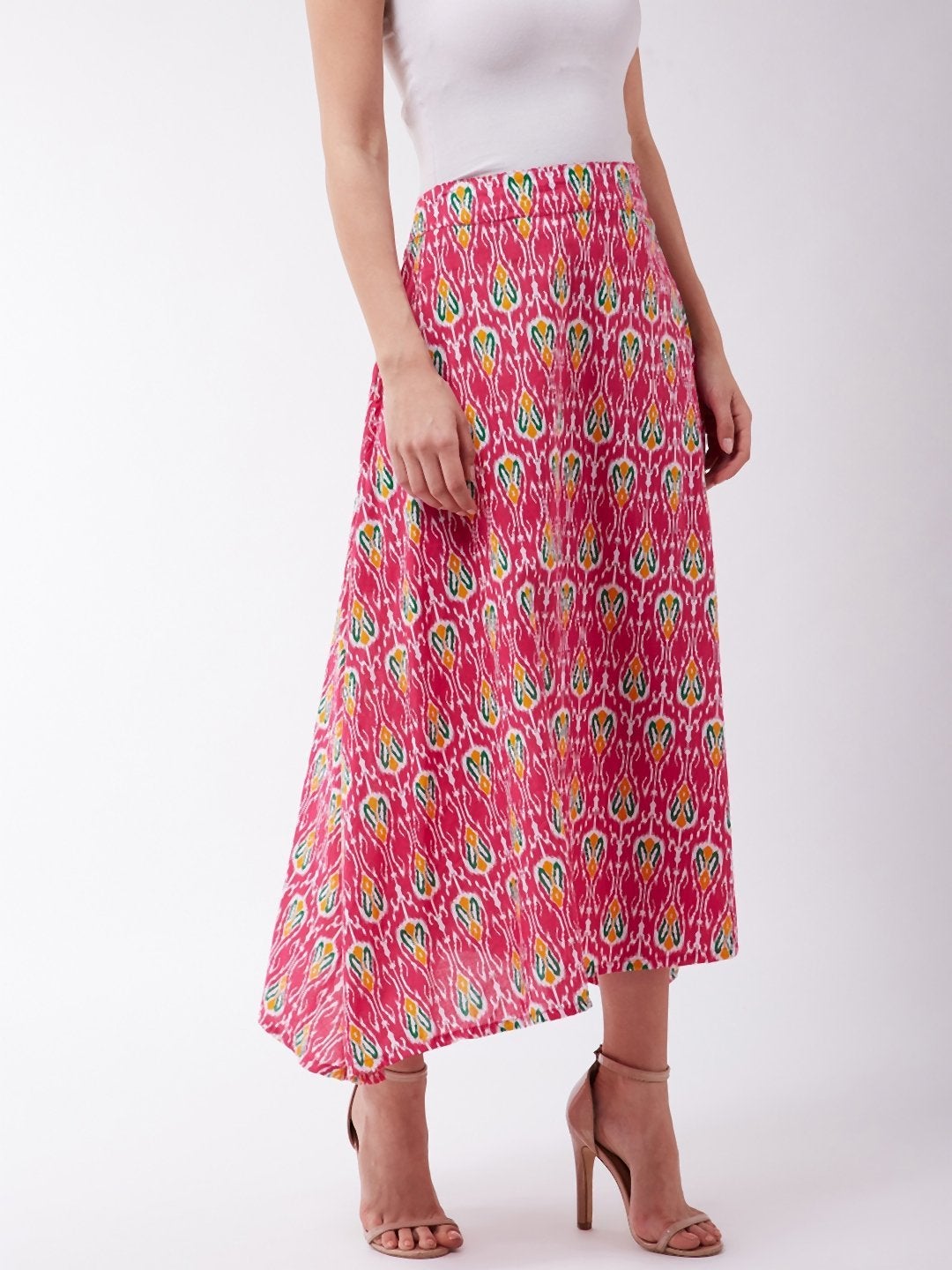 Women's Pink Printed Skirt - InWeave