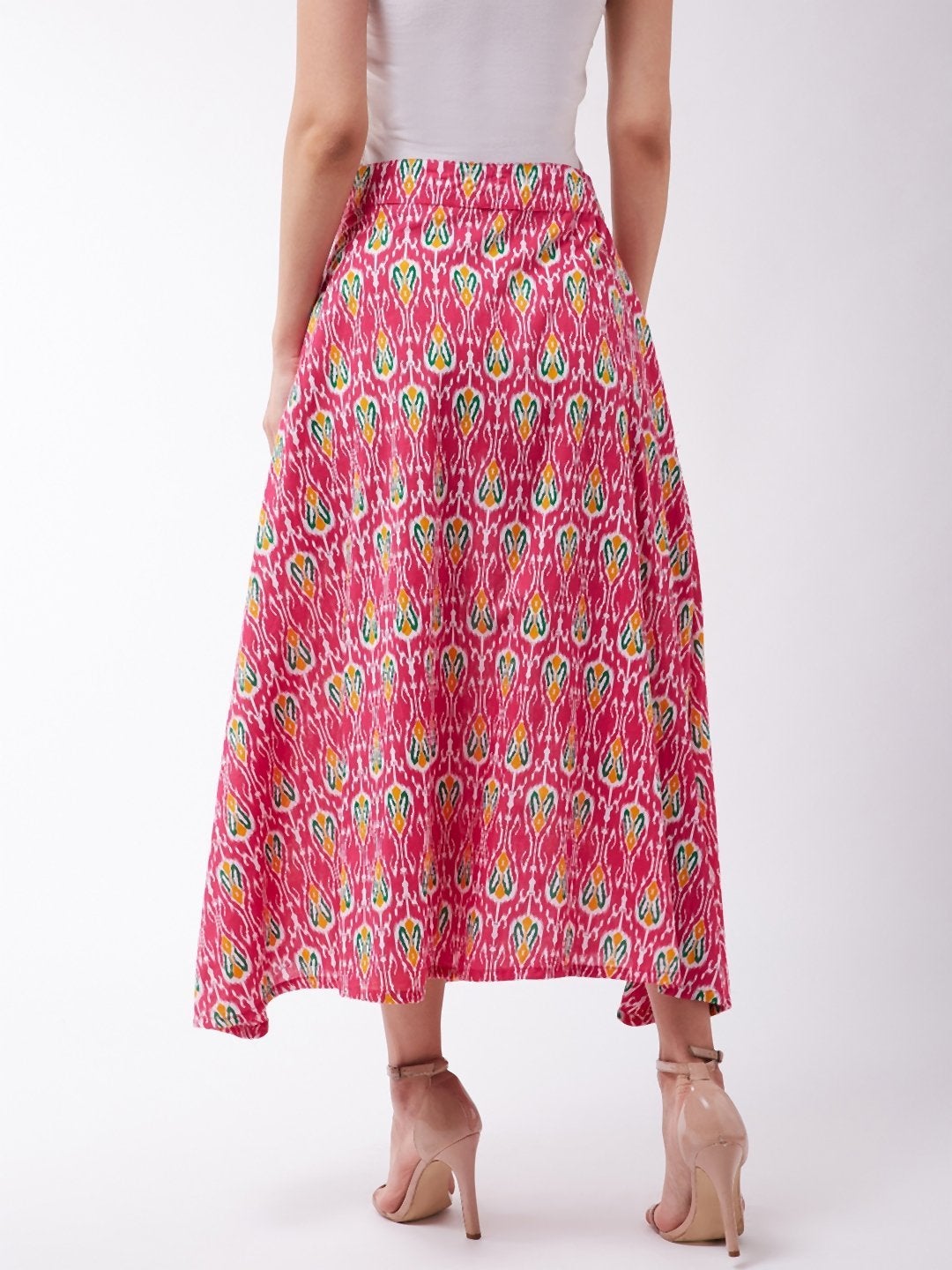 Women's Pink Printed Skirt - InWeave