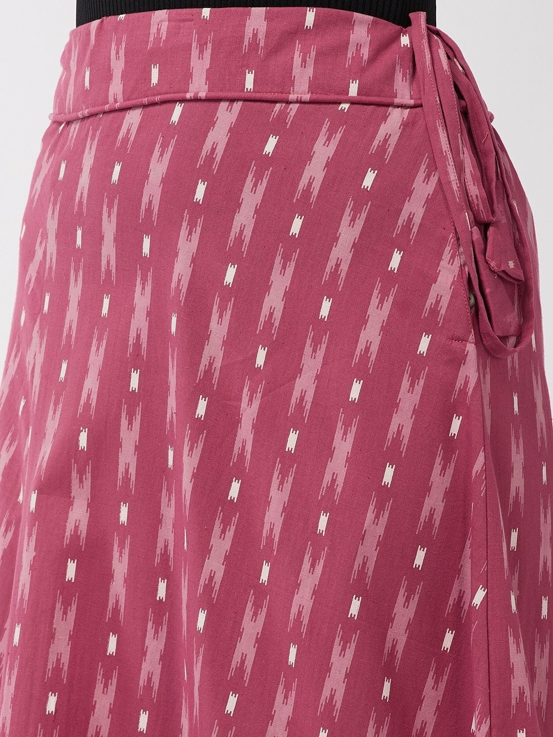 Women's Rose Pink Ikkat Skirt - InWeave