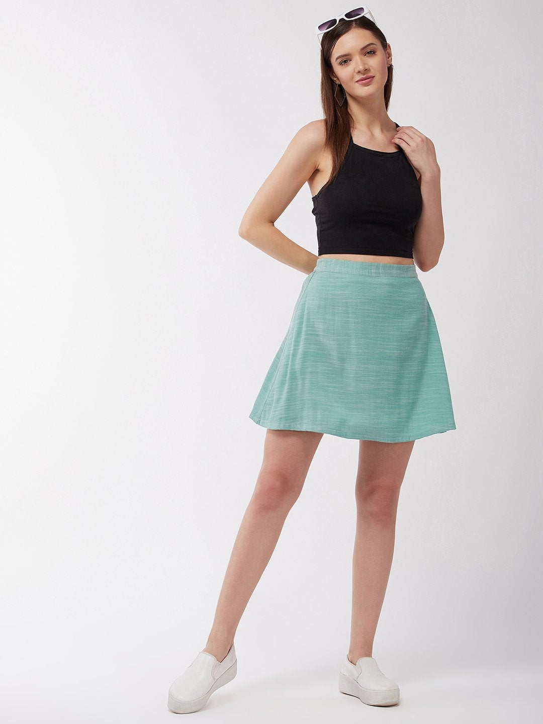 Women's Sapphire Blue Short Skirt - InWeave