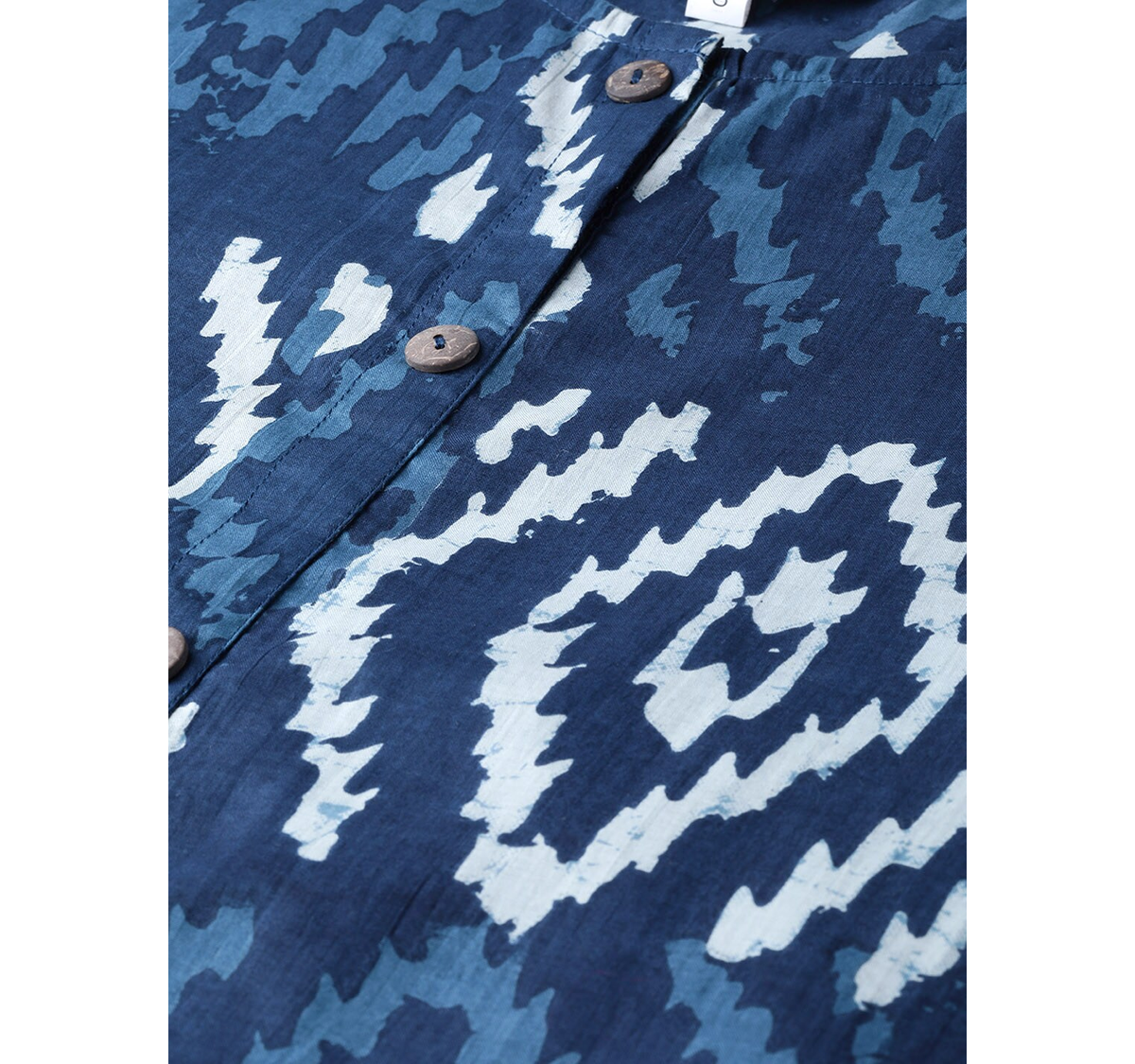 Women's  Navy Blue & Off-White Screen Print A-Line Kurta - Wahe-NOOR
