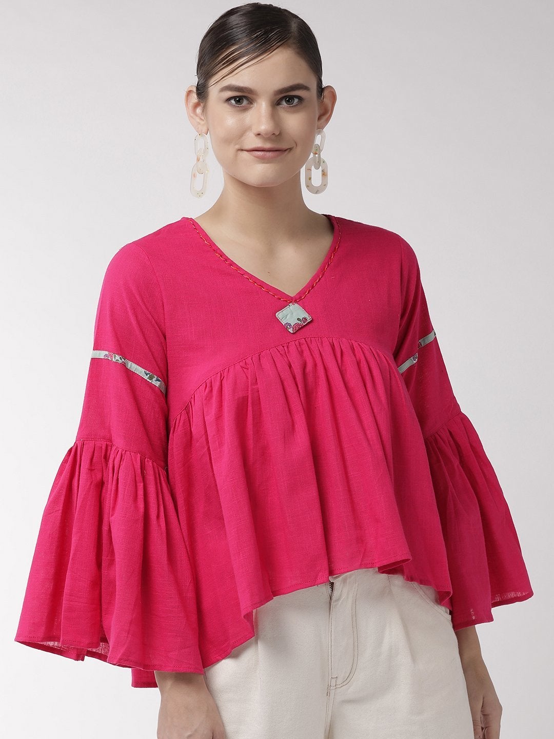 Women's Pink Solid Top - InWeave