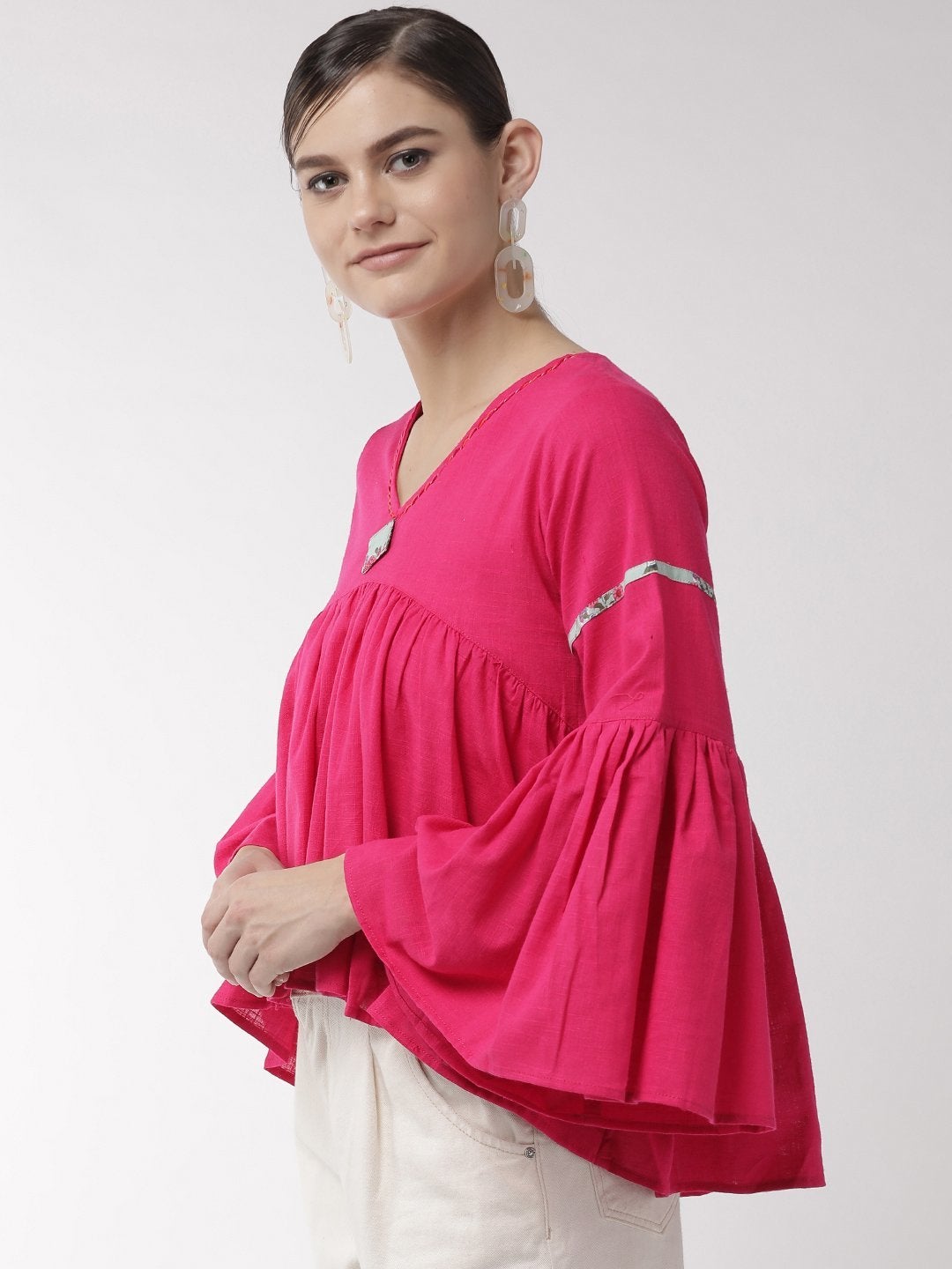 Women's Pink Solid Top - InWeave