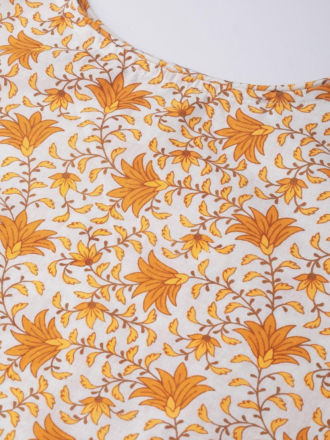 Women's White And Yellow Floral Top - InWeave