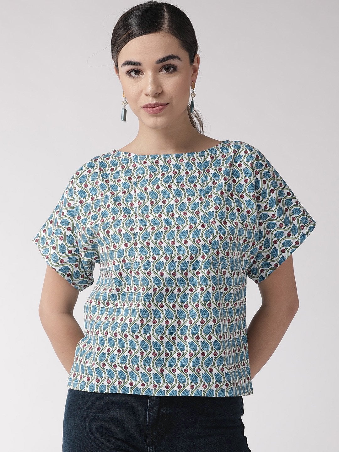Women's Blue Floral Top - InWeave