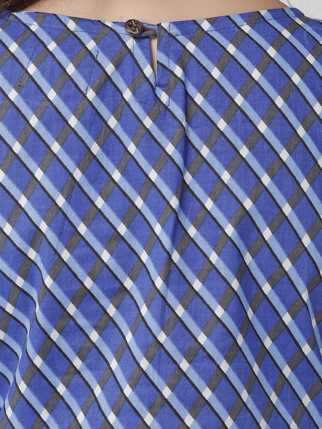 Women's Blue Criss Cross Stripes Top - InWeave
