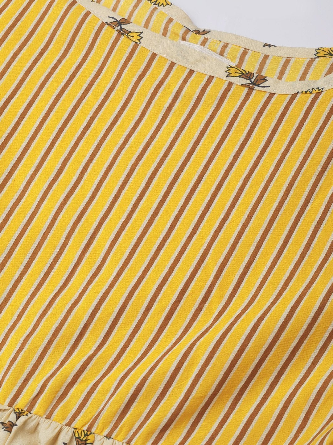 Women's Yellow Stripes Peplum Top - InWeave