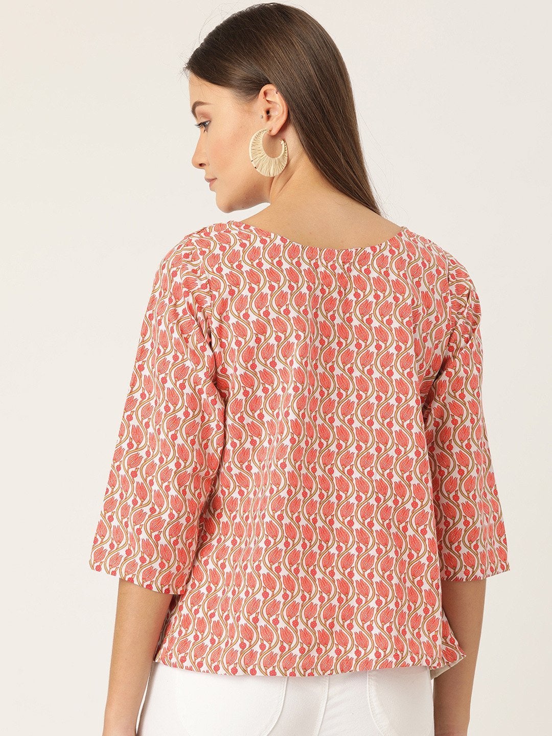 Women's Pink Floral Frill Top - InWeave