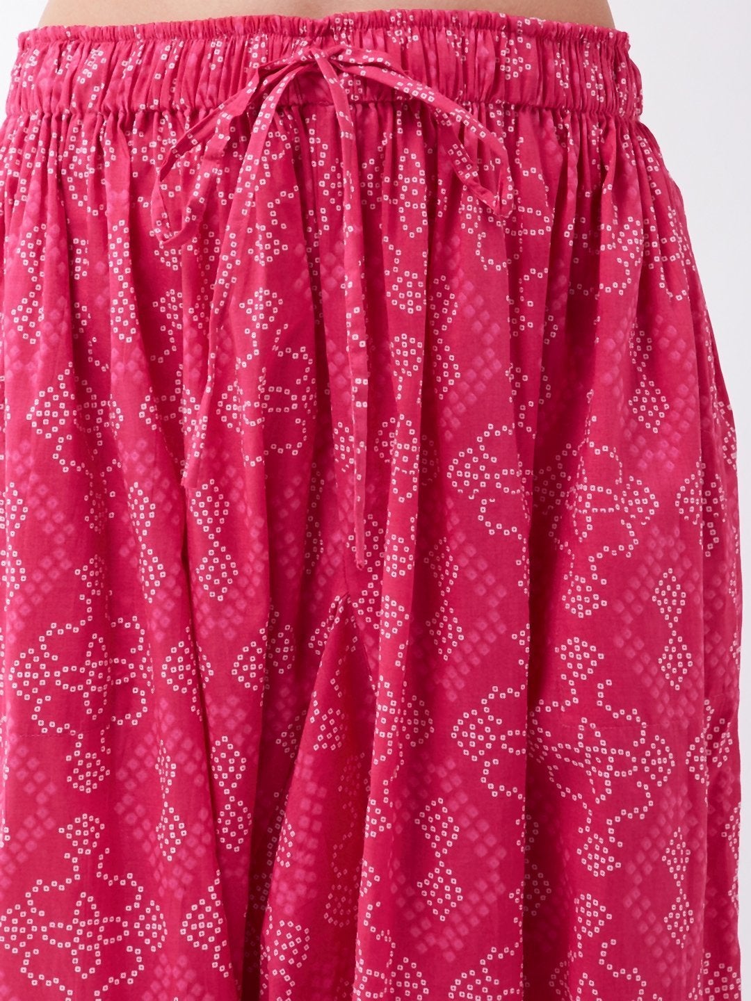 Women's Pink Bandhini Harem Pants - InWeave