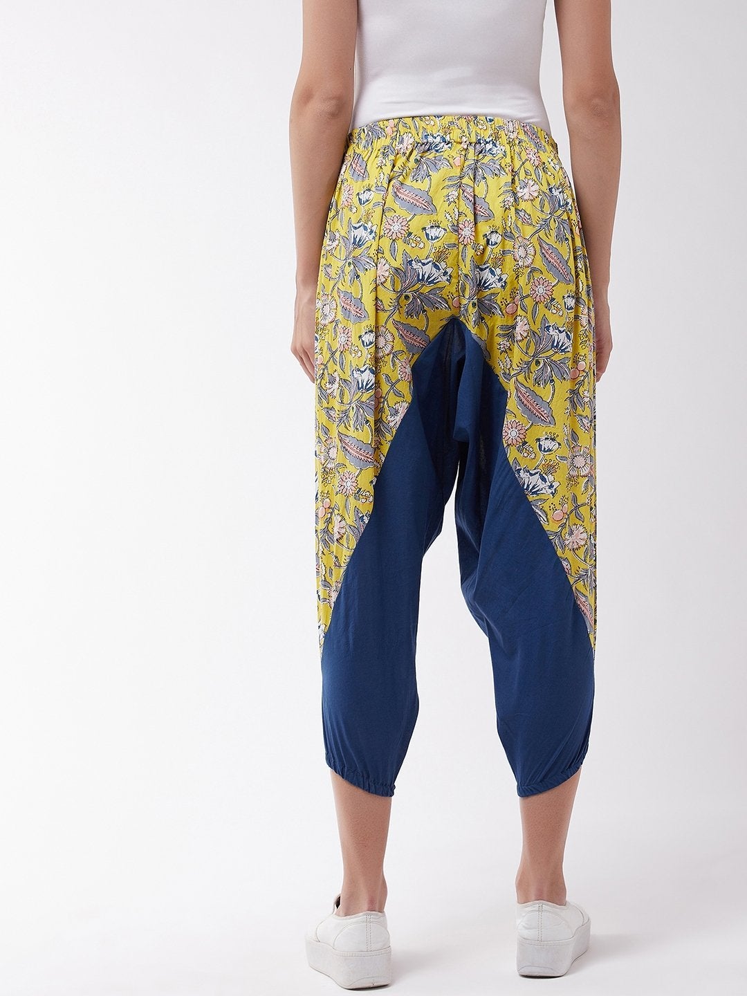 Women's Summer Yellow And Blue Floral Harem - InWeave