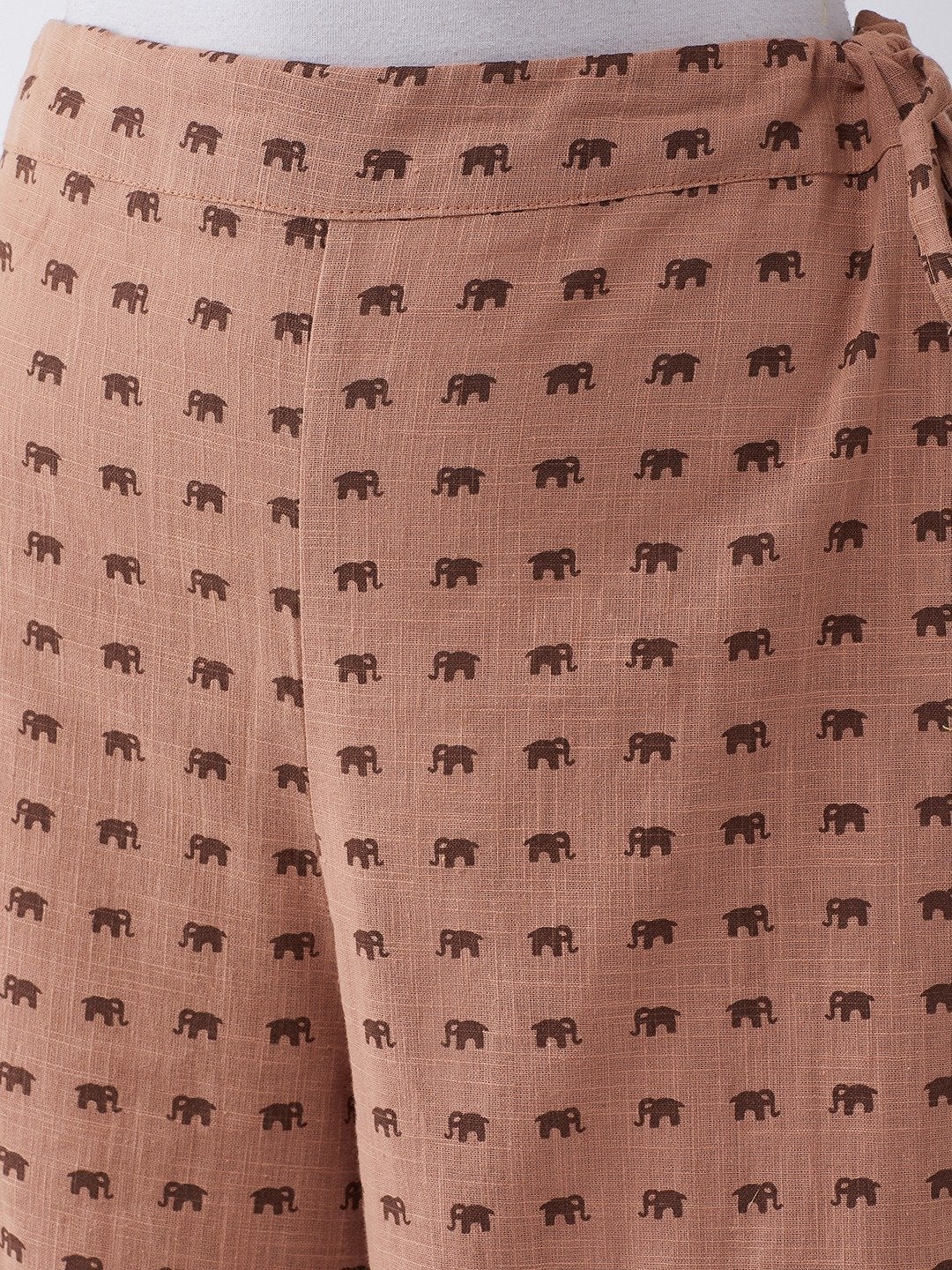 Women's Pallazo In Brown Elephant Print - InWeave