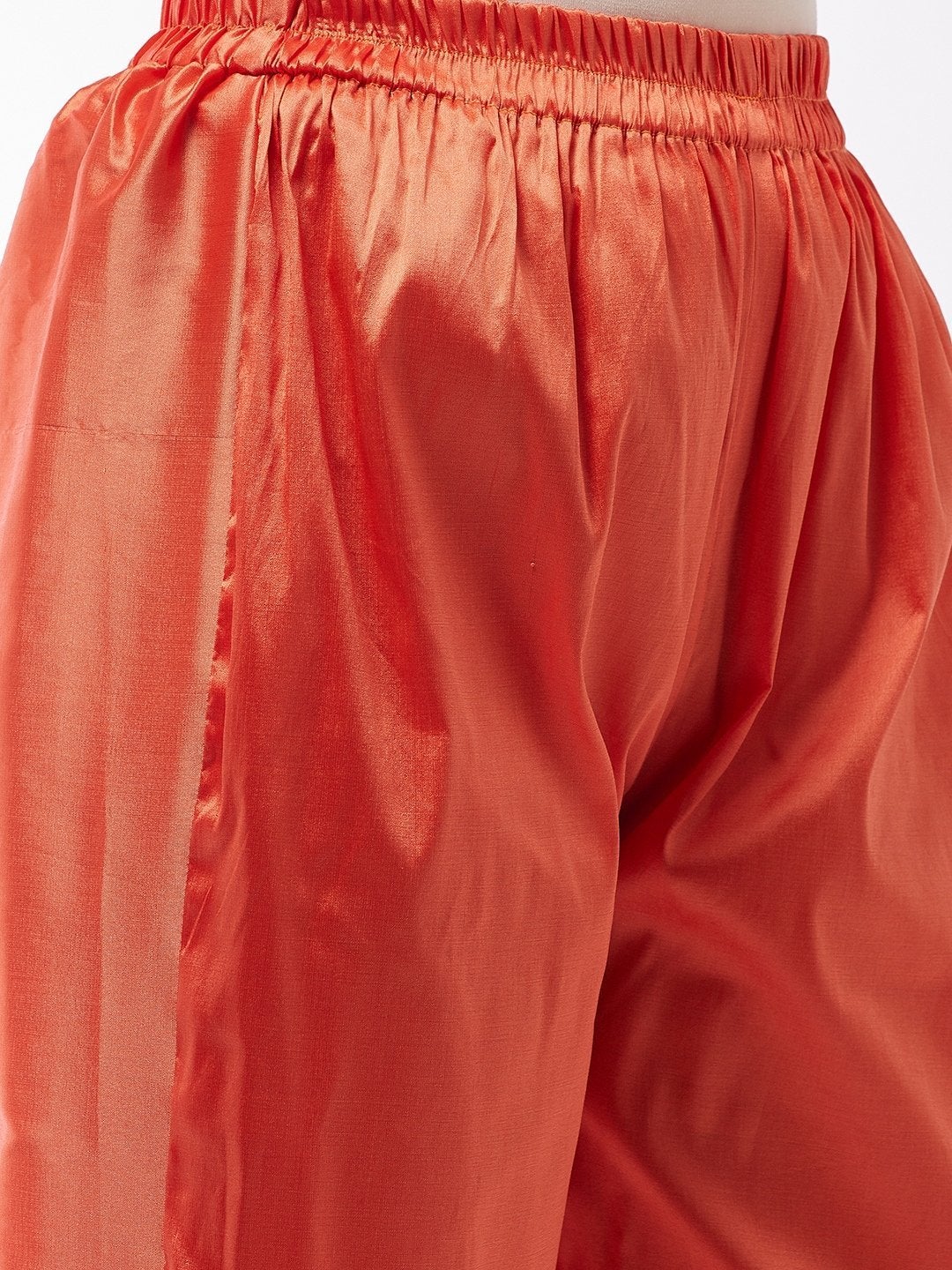 Women's Orange Silk Pant With Gota Work - InWeave