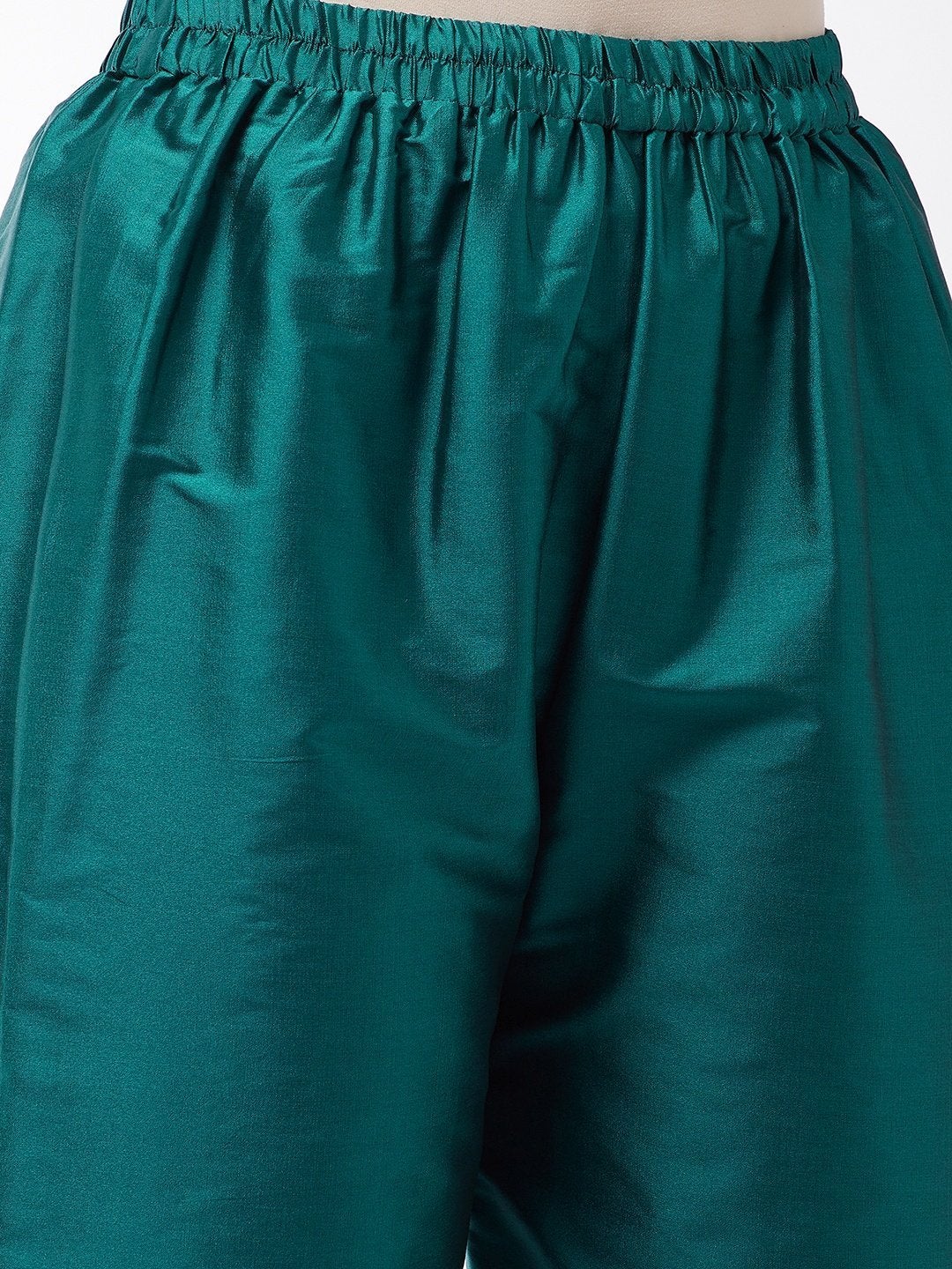 Women's Teal Green Silk Pant With Gota Work - InWeave