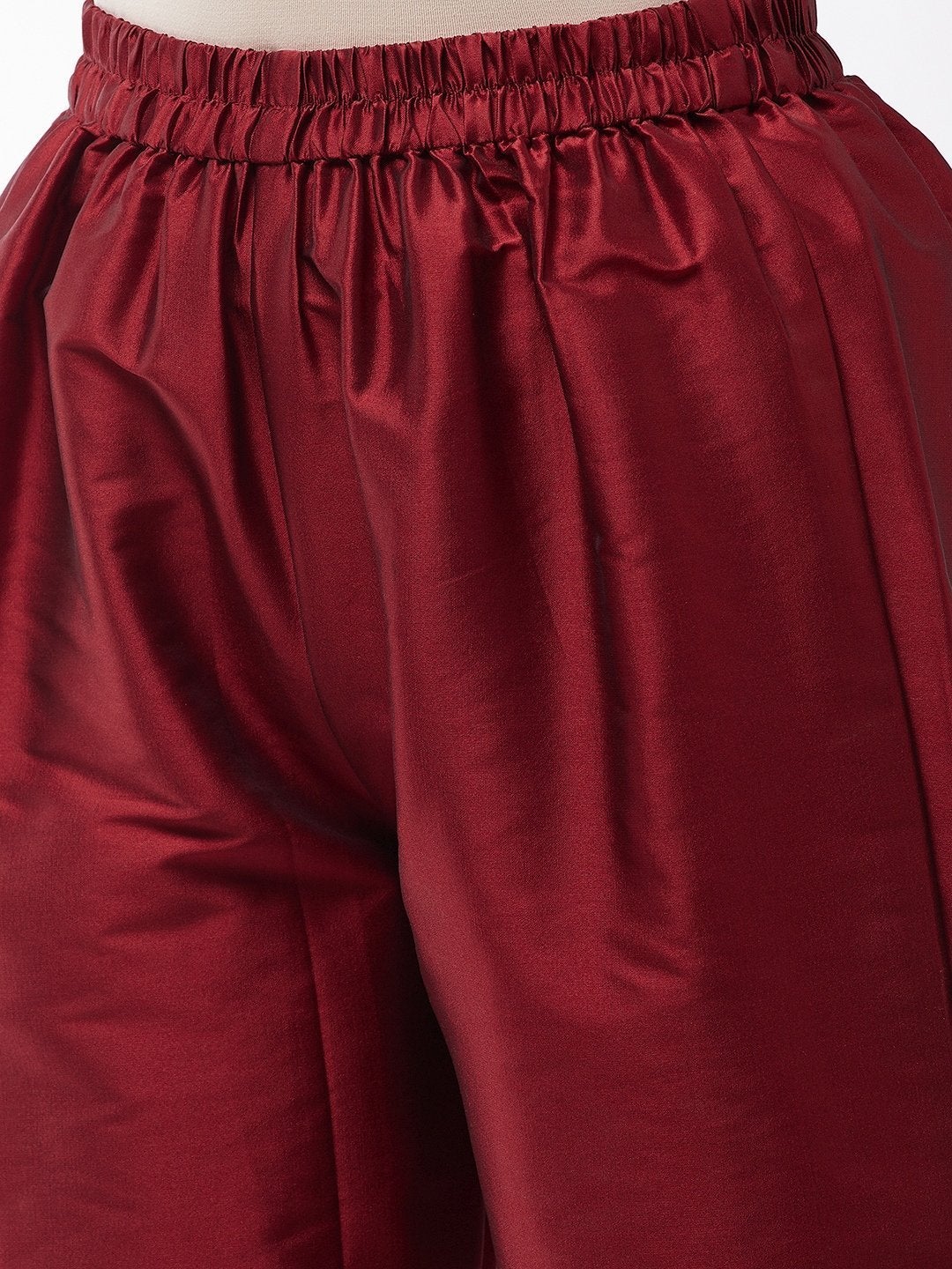 Women's Maroon Silk Pant With Gota Work - InWeave
