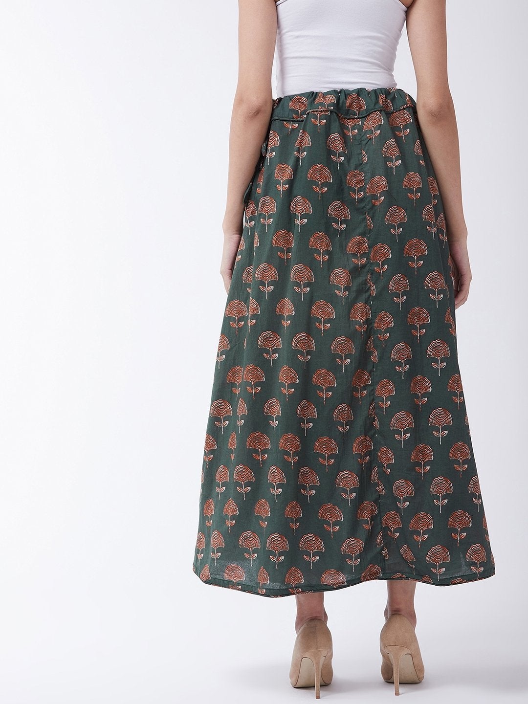 Women's Sage Green Boota Print Skirt - InWeave