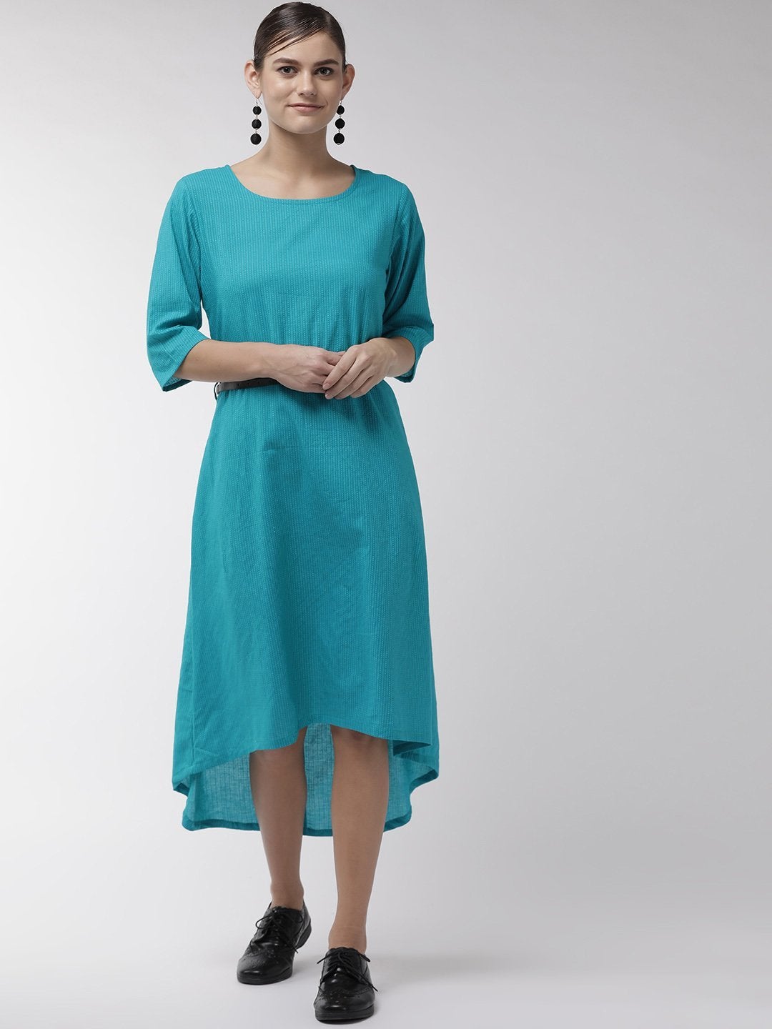 Women's Peacock Blue Dress - InWeave