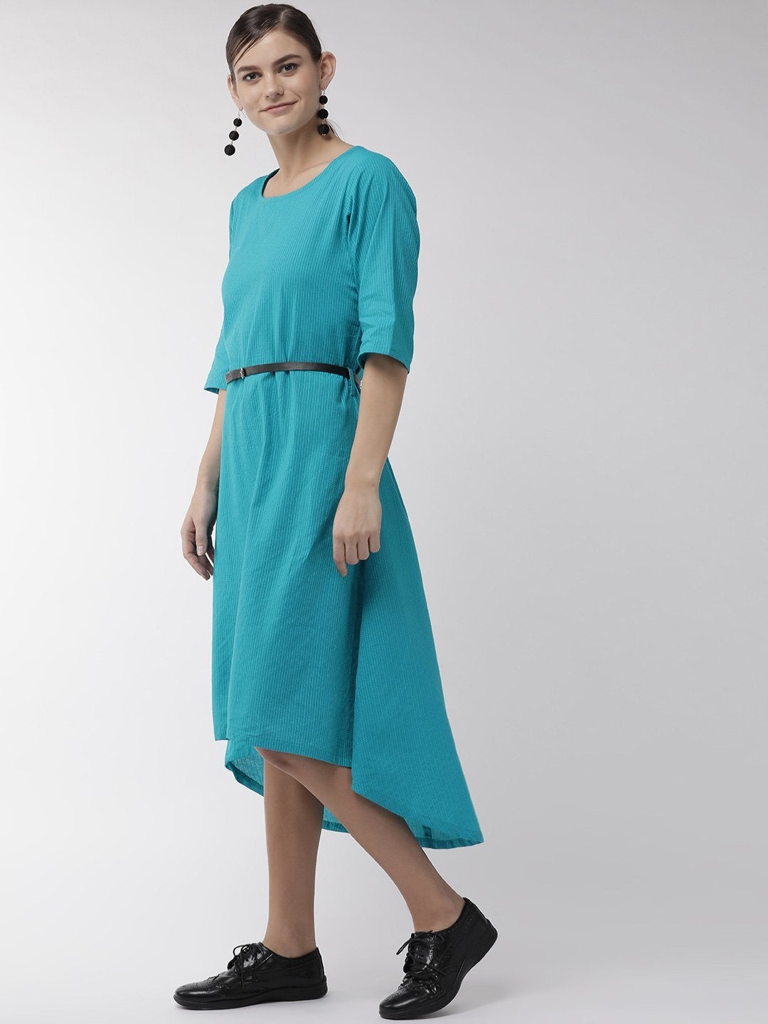 Women's Peacock Blue Dress - InWeave