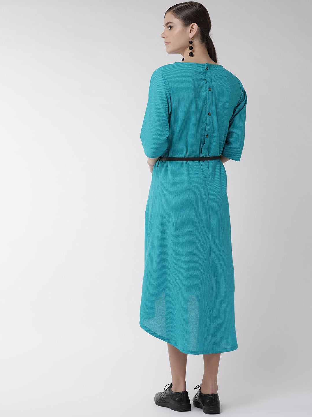 Women's Peacock Blue Dress - InWeave