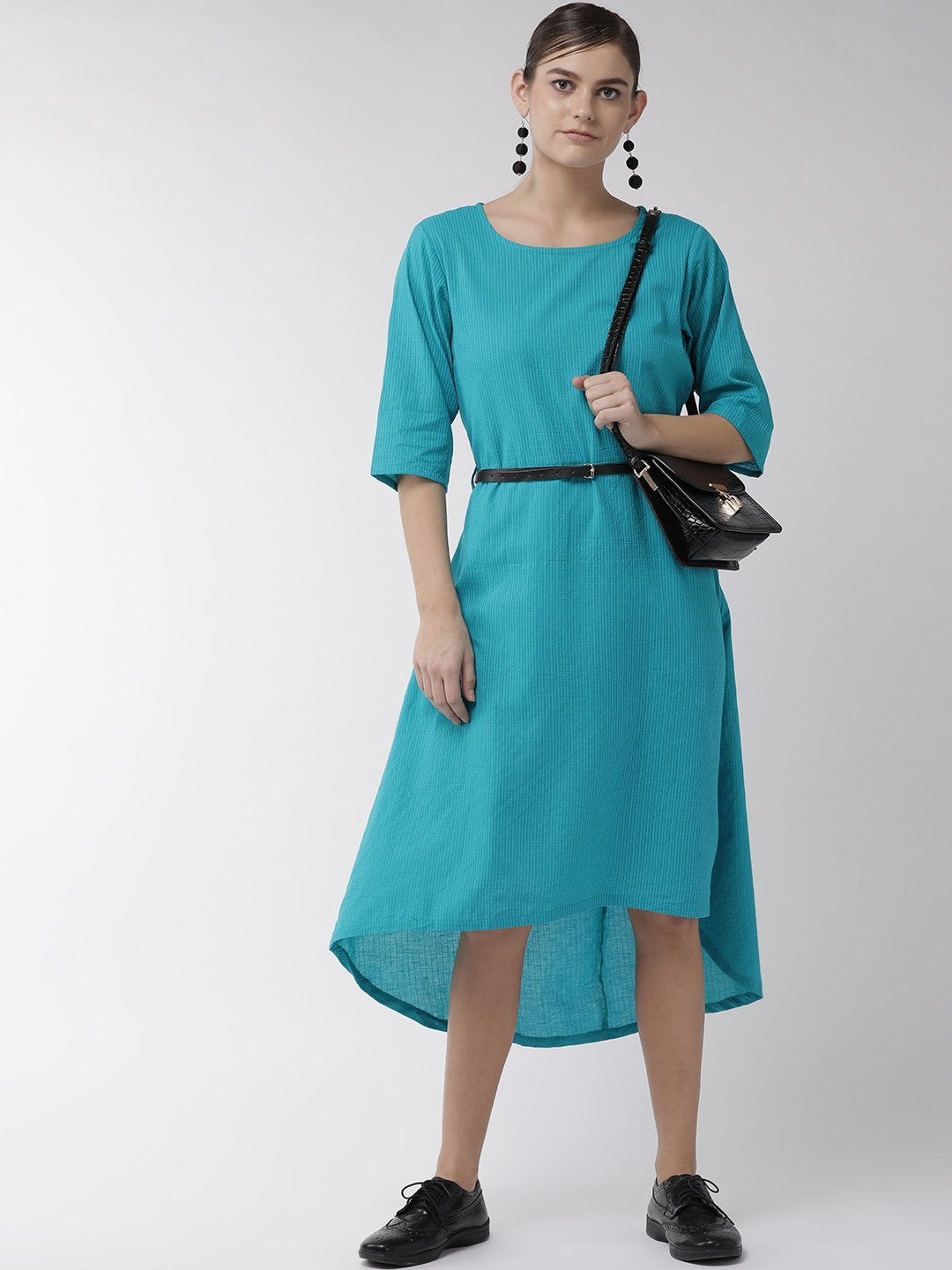 Women's Peacock Blue Dress - InWeave