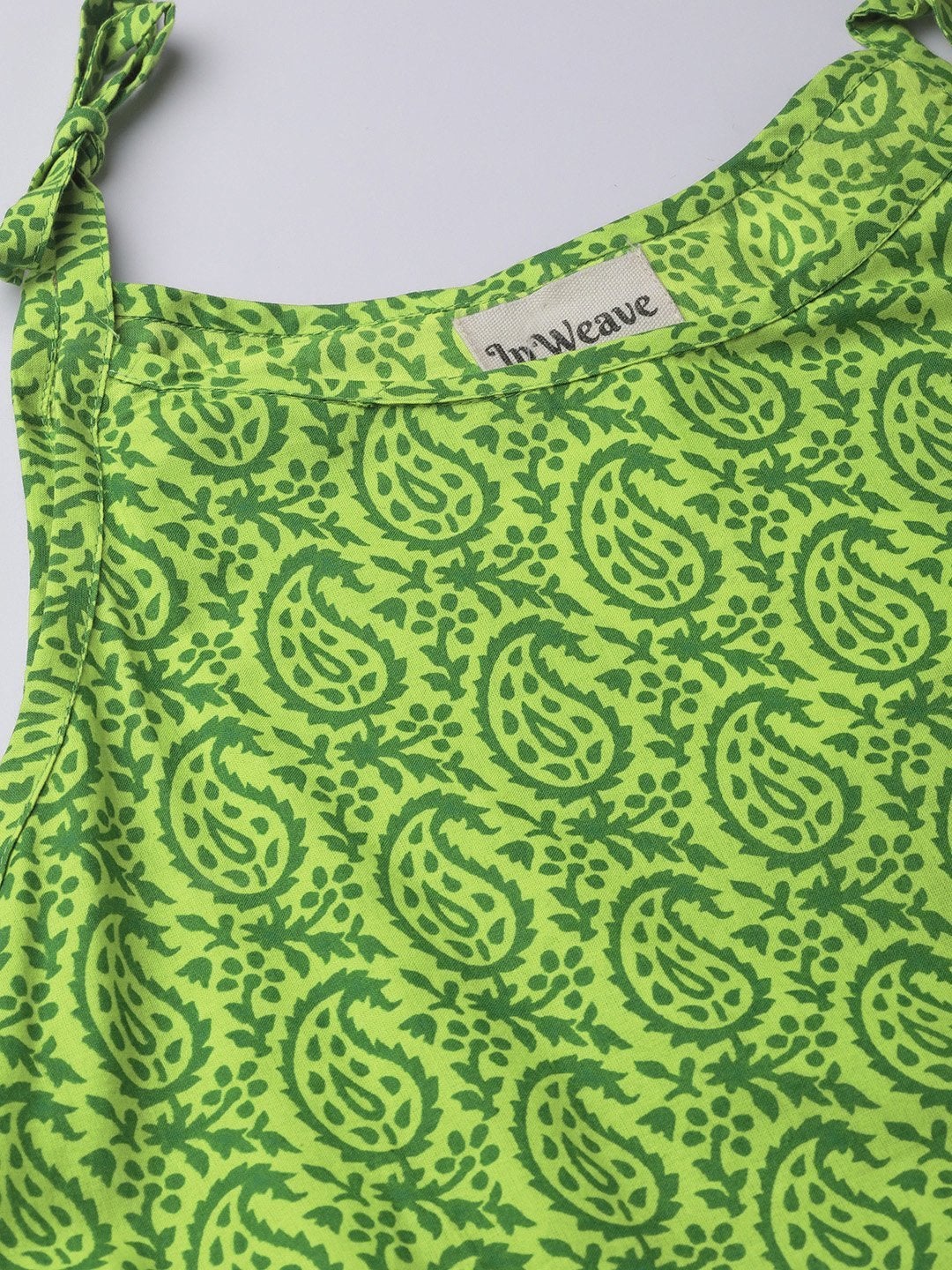 Women's Green Printed Halter Dress - InWeave