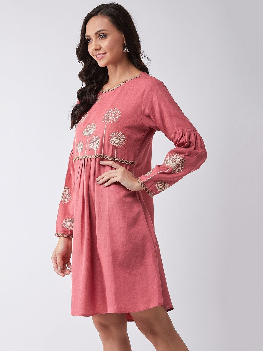 Women's Luscious Red Embroidered Dress - InWeave